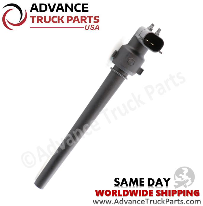Advance Truck Parts USA branded studio angled view showcasing the black probe and connector design of the Freightliner Cascadia coolant level sensor