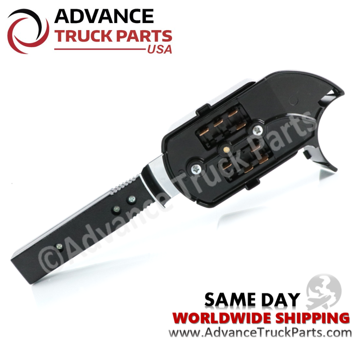 Advance Truck Parts USA Freightliner FLD turn signal switch displaying the underside of the black mounting base, exposed copper terminal contacts, and mounting screws