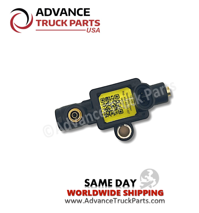Advance Truck Parts USA branded studio top side perspective highlighting the product label and mounting hole of the heavy-duty 12V DC normally open solenoid valve for Freightliner M2 and Columbia applications