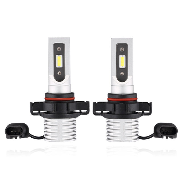 Advance Truck Parts USA Brightest fan-less H13 HL LED headlight bulb pair by WSI Electronics featuring integrated cooling heatsink fins and diode chips