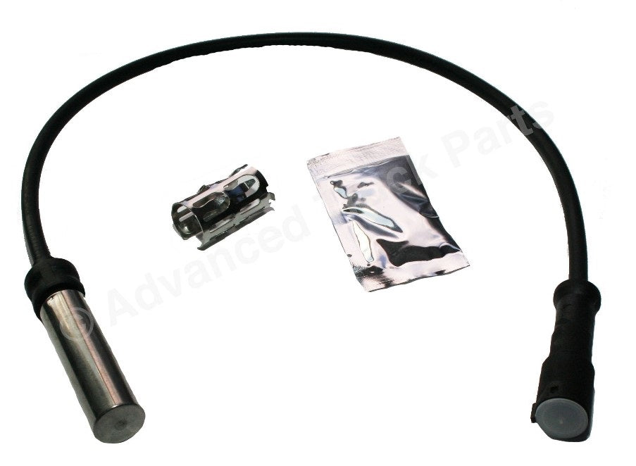 Advance Truck Parts USA Plain background close-up view displaying the complete 20-inch straight anti-lock brake system sensor replacement kit components