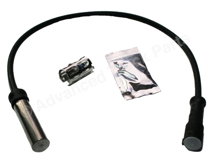 Advance Truck Parts USA Plain background close-up view displaying the complete 20-inch straight anti-lock brake system sensor replacement kit components