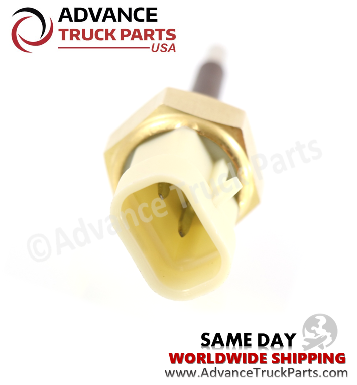 Advance Truck Parts USA branded studio top down perspective looking into the white connector housing and 4-pin layout of the heavy-duty engine coolant level sensor