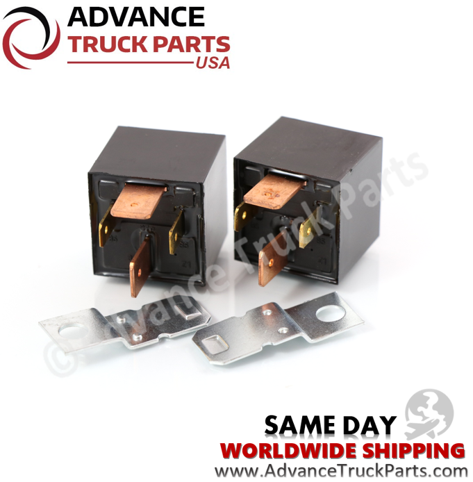 Advance Truck Parts USA branded studio angled view of the 12V 70A relay assembly and brackets