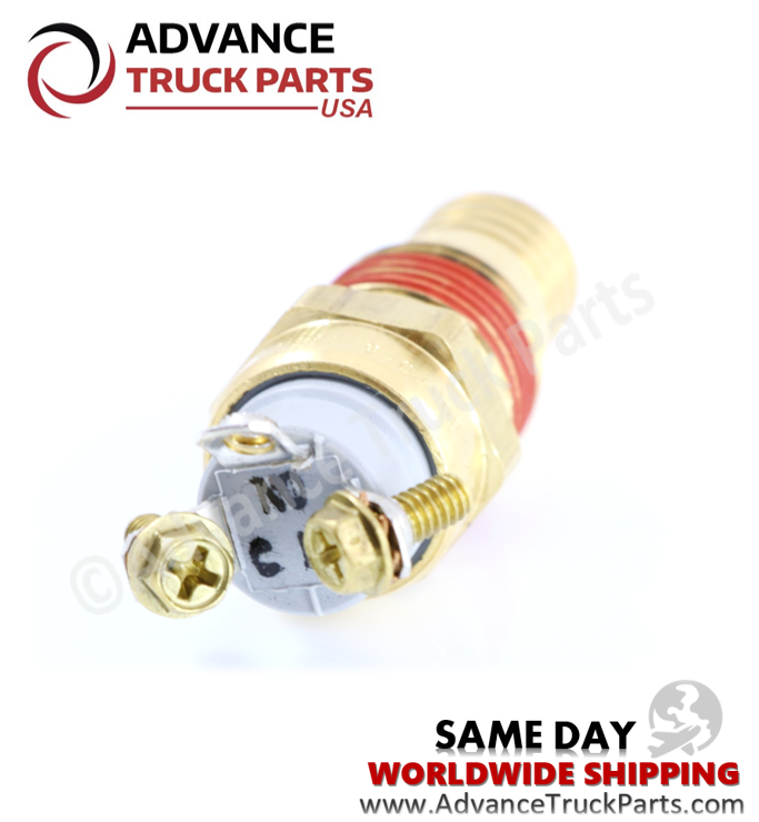 Advance Truck Parts USA branded studio close-up view displaying the screw terminals and markings of the 8037045 fan switch