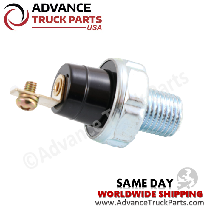 Advance Truck Parts USA International Navistar A/C low pressure switch displaying an angled studio perspective of the switch assembly on a branded background