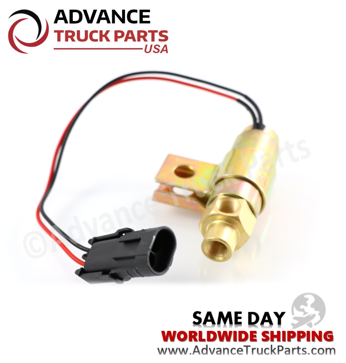 Advance Truck Parts USA branded studio view displaying the 2-pin electrical connector and wire harness of the AC solenoid valve