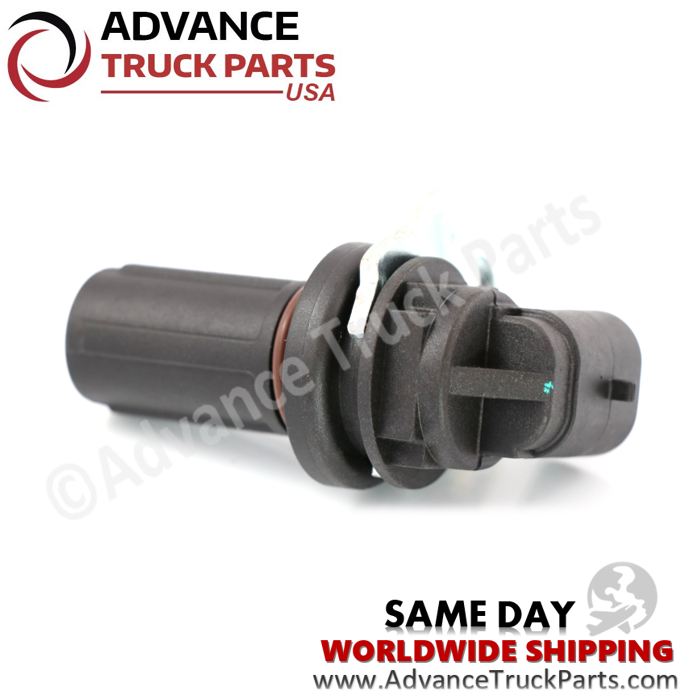 Advance Truck Parts USA branded studio rear profile view of the heavy-duty speed sensor showcasing its alignment tab and connector housing