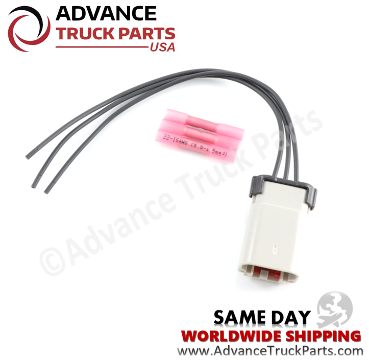 Advance Truck Parts USA Cummins ISX fuel pressure sensor harness connector showing an angled studio view of the wiring leads and connector housing