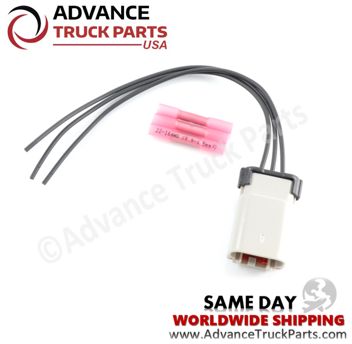 Advance Truck Parts USA Cummins ISX fuel pressure sensor harness connector showing an angled studio view of the wiring leads and connector housing