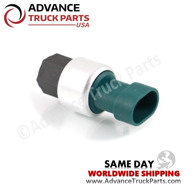 Advance Truck Parts USA branded studio perspective displaying the replacement low pressure air conditioning switch highlighting the hex fitting and connector