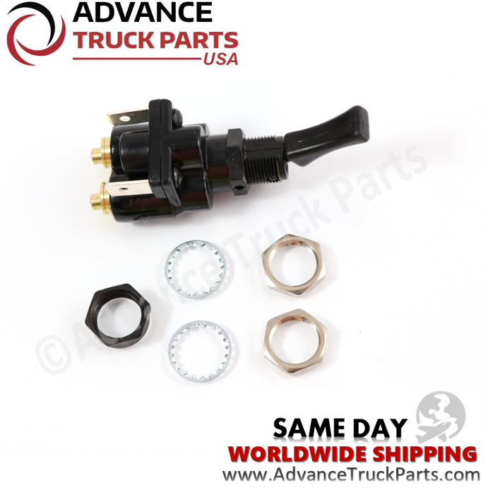 Advance Truck Parts USA branded studio view showcasing the toggle valve alongside its mounting nuts and star lock washers