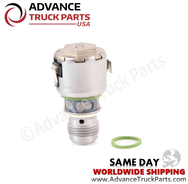 Advance Truck Parts branded studio side profile view of the L10 Cummins Jake Brake solenoid valve with O-ring service kit