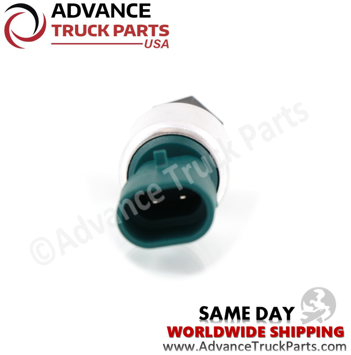 Advance Truck Parts USA branded studio close-up view highlighting the 2-pin electrical connector receptacle and internal contact pins of the commercial truck A/C switch