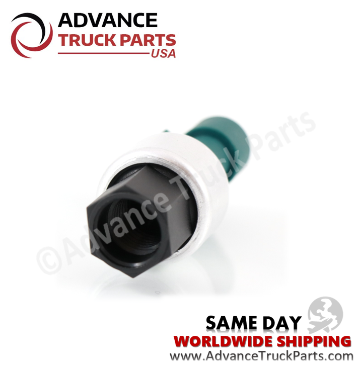 Advance Truck Parts USA low pressure AC switch showcasing a studio perspective of the female threaded port on a branded background
