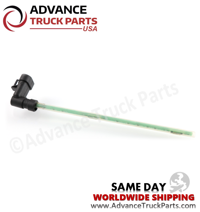 Advance Truck Parts Mack and Volvo coolant level sensor displaying a horizontal studio profile showing the entire length of the sensor on a branded background