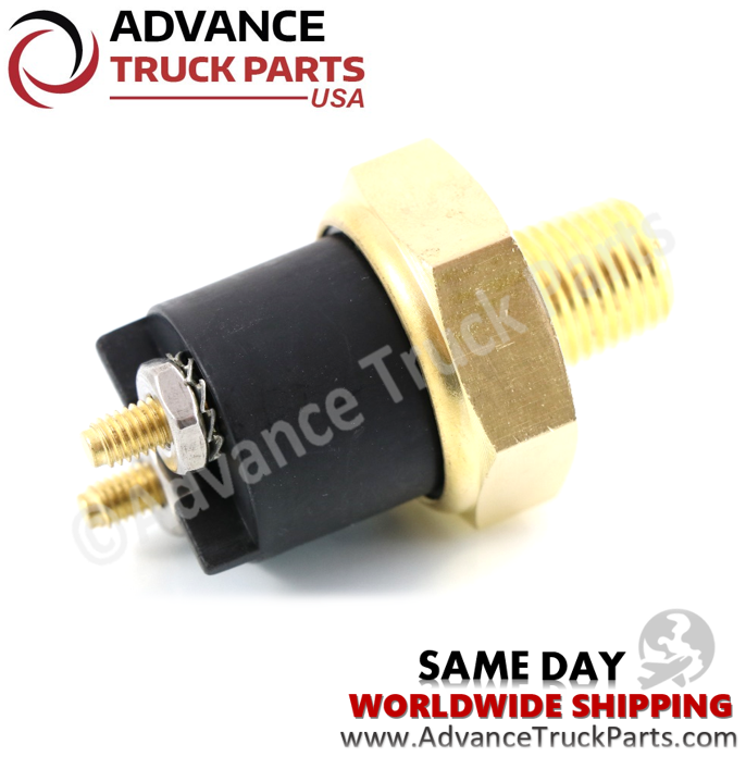 Advance Truck Parts USA branded studio angled view showcasing the electrical stud connectors and housing of the pressure switch