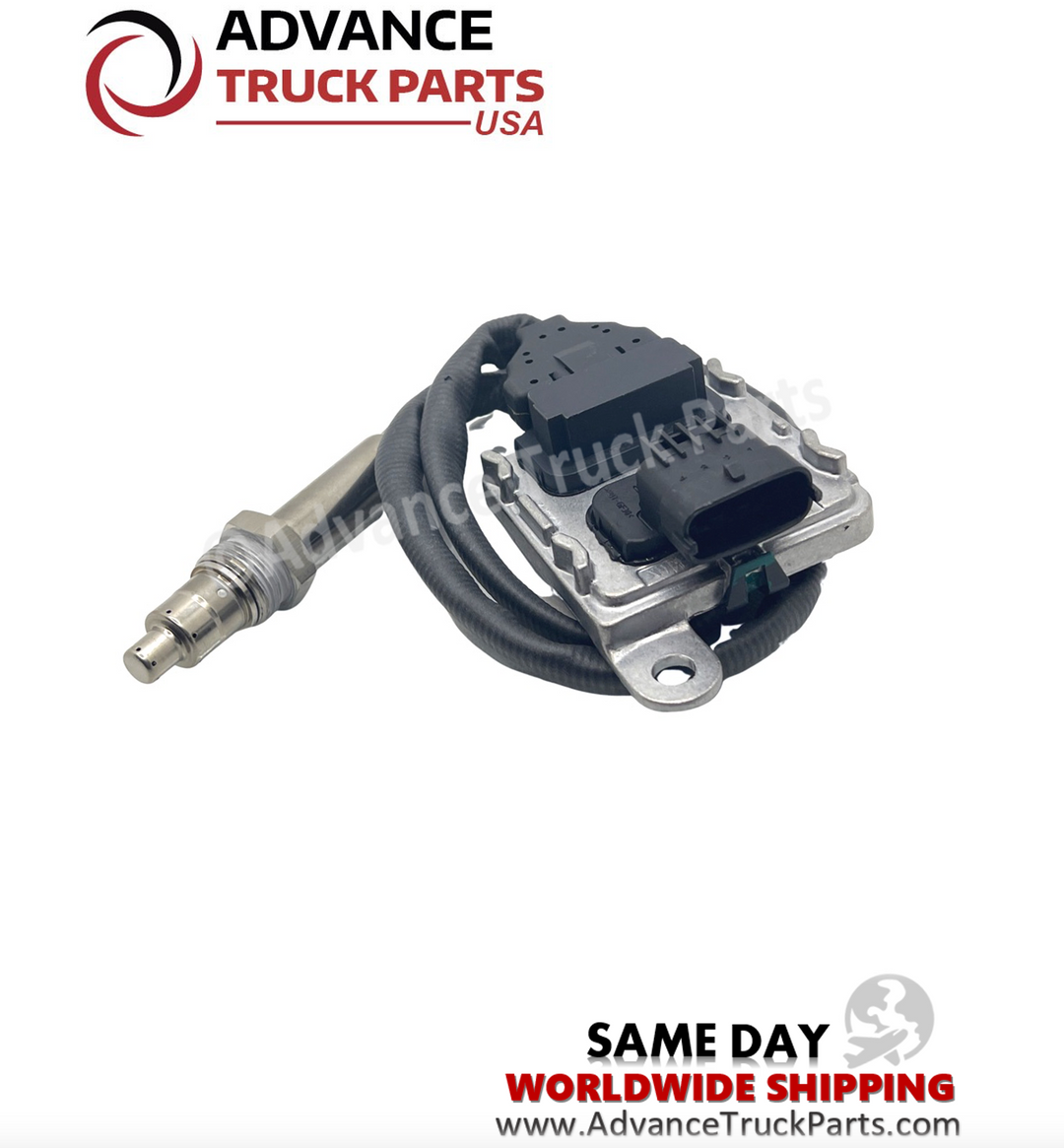 Advance Truck Parts USA branded studio coiled view of the nitrogen oxide sensor assembly for Mack and Volvo trucks