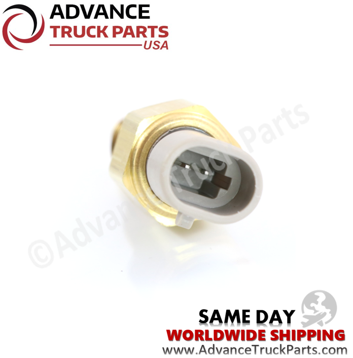 Advance Truck Parts USA International Navistar temperature sender close-up view highlighting the 2-pin electrical connector receptacle 