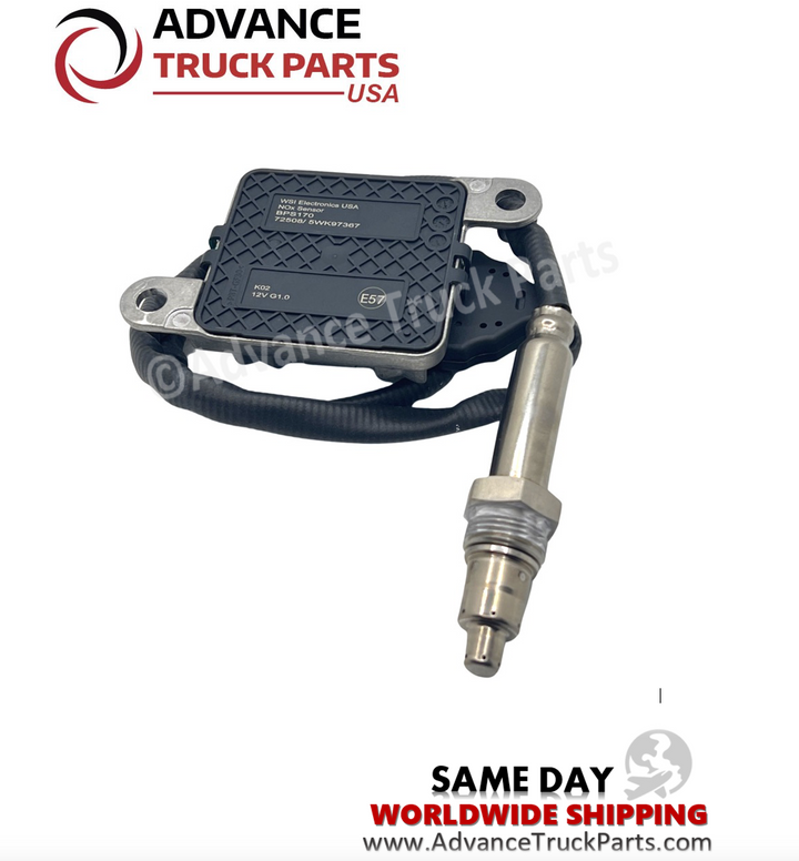 Advance Truck Parts USA Freightliner nitrogen oxide sensor displaying a top-down view of the stamped control module housing and wiring harness