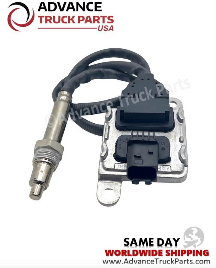 Advance Truck Parts USA nitrogen oxide sensor showing a studio angle focusing on the threaded probe and control unit