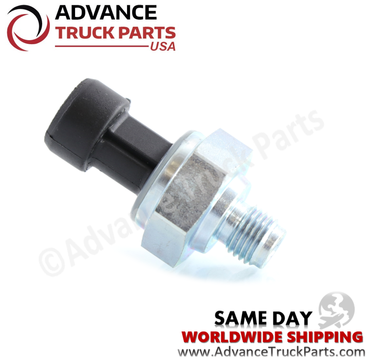 Advance Truck Parts USA studio angled view showcasing the hex fitting and body of the Navistar engine oil pressure sensor