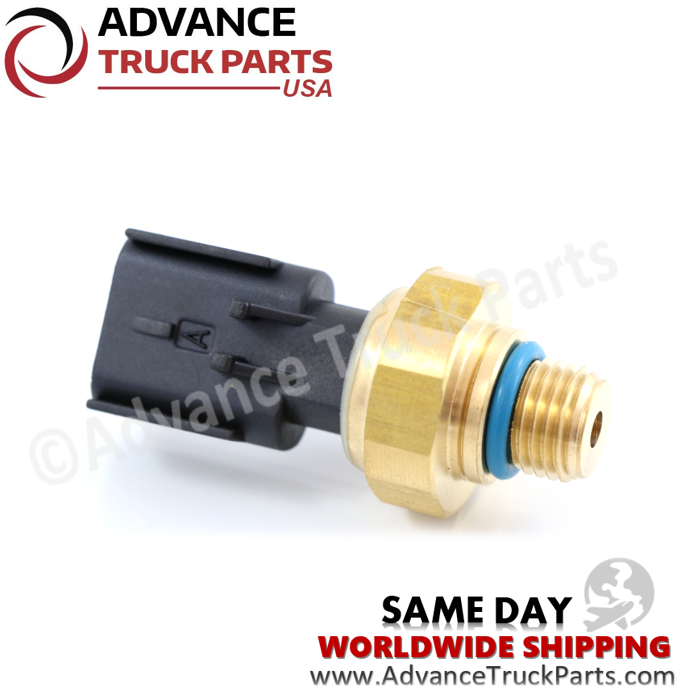 Advance Truck Parts USA Cummins ISX oil pressure sensor showing an angled studio view highlighting the threaded port and seal 