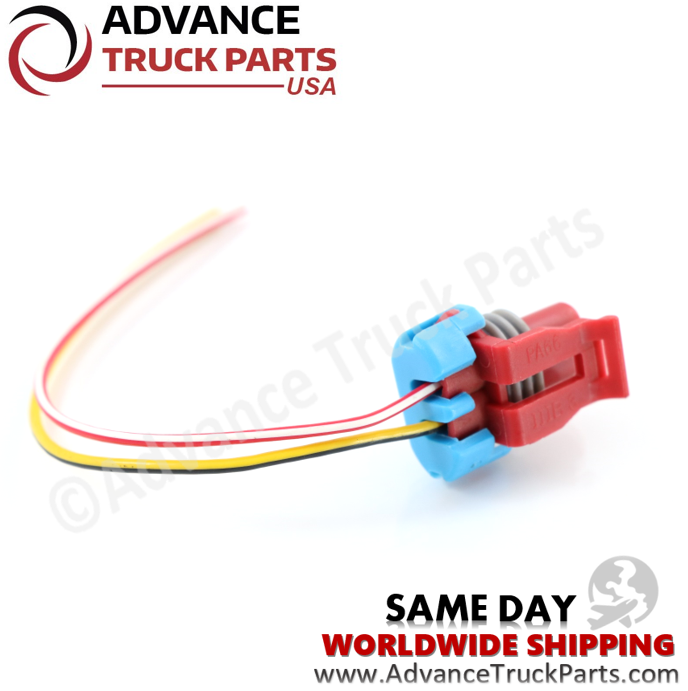 Advance Truck Parts USA branded studio profile view displaying the complete assembly of the 2-pin pressure switch pigtail harness