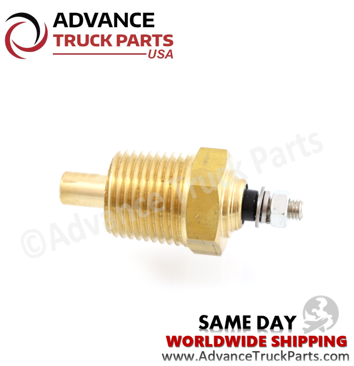 Advance Truck Parts USA branded studio horizontal side profile perspective of the heavy-duty oil temperature sender for Paccar and Peterbilt commercial trucks