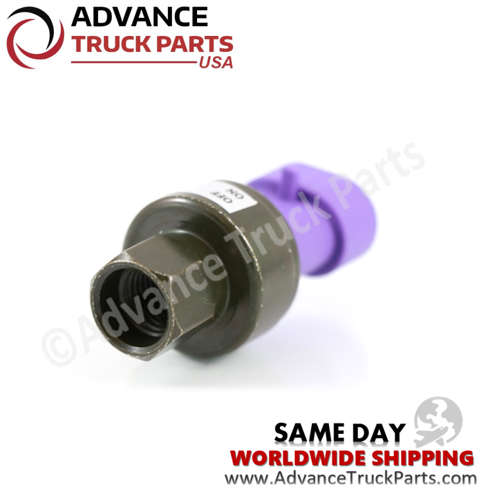 Advance Truck Parts USA branded studio perspective displaying the replacement high pressure A/C switch highlighting the threaded port and housing