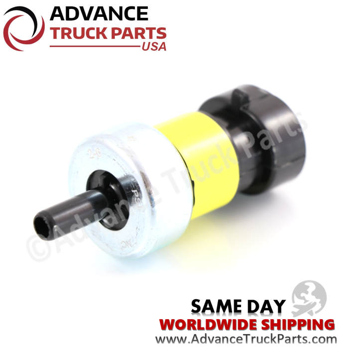 Advance Truck Parts USA branded studio angled view showcasing the threaded port and housing of the brake and cruise pressure switch