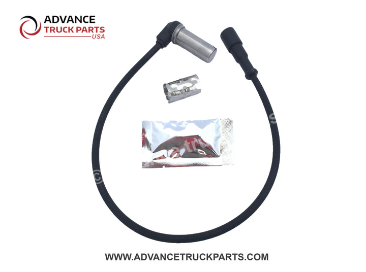 ATP right angle ABS sensor kit displaying an overhead studio layout of the complete hardware components on a branded background
