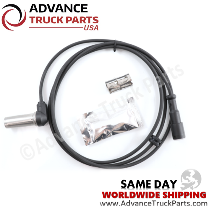 Advance Truck Parts USA right angle ABS sensor kit displaying a studio view of the full component bundle against 