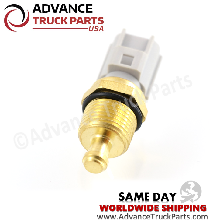 Advance Truck Parts USA branded studio close-up view showcasing the threaded probe and sealing O-ring of the International temperature sensor