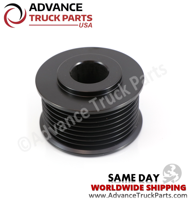 Advance Truck Parts USA WAP1755 serpentine pulley displaying a horizontal studio profile of the multi-groove outer diameter 