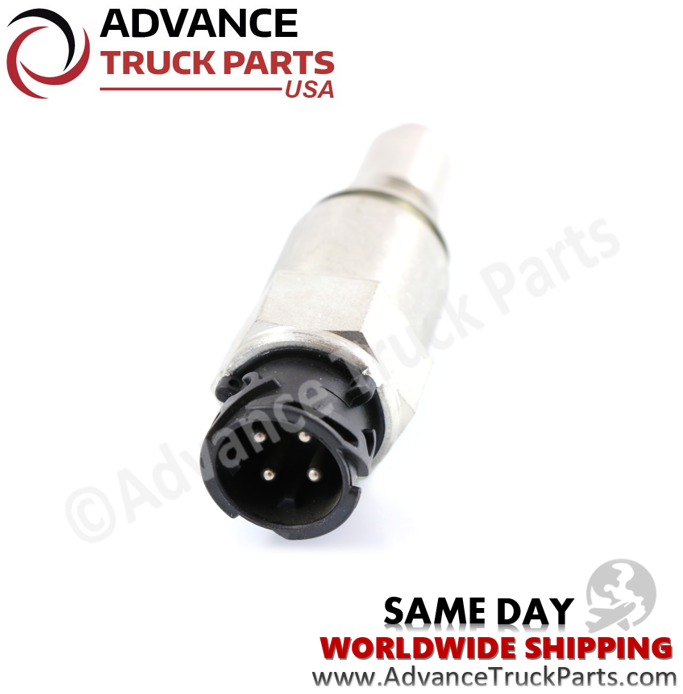 Advance Truck Parts USA automotive speed sensor end perspective highlighting multi-pin electrical contact pins inside the round polymer connector housing