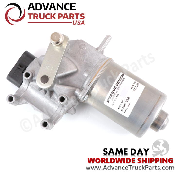 Advance Truck Parts USA Front view showing the linkage arm and 4-point mount on the Sprague Devices E-006-226 wiper motor