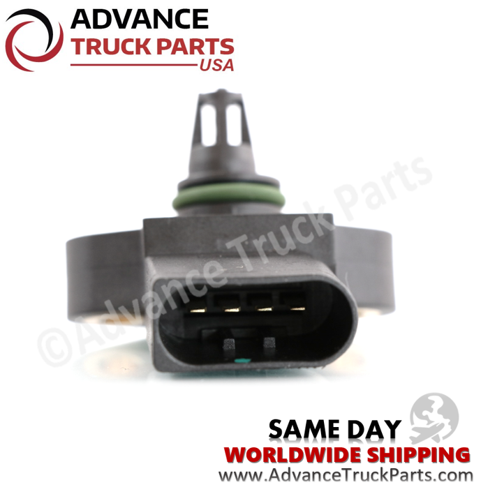 Advance Truck Parts USA branded studio right side perspective showing the 4-pin connector of the heavy-duty turbocharger boost pressure sensor for Sterling and commercial trucks