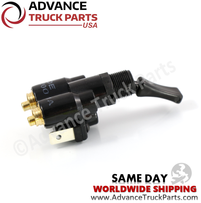 Advance Truck Parts USA branded studio side profile view displaying the body structure and electrical terminals of the air electric switch