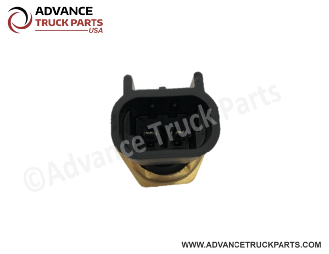 Advance Truck Parts USA temperature sensor displaying a horizontal studio profile of the sensor housing on a branded background
