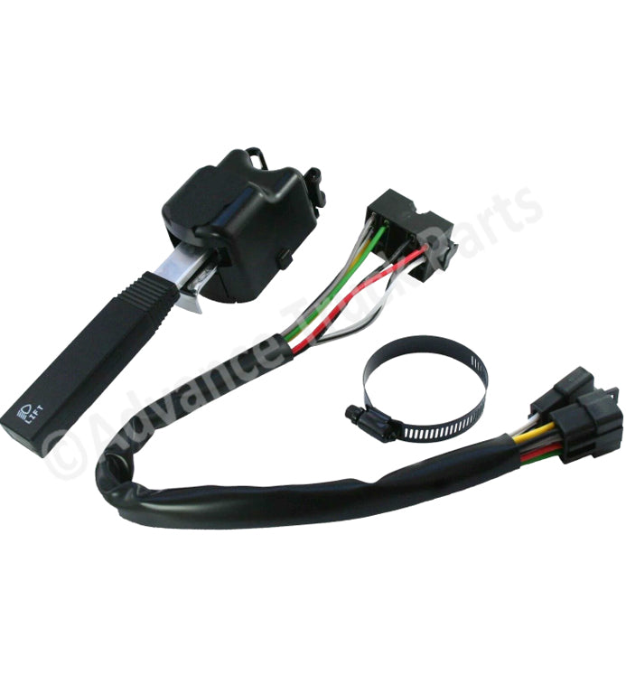 Advance Truck Parts USA branded studio angled view of the turn signal switch kit and wiring connectors