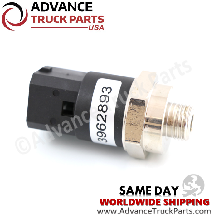 Advance Truck Parts USA Volvo oil pressure sensor displaying a studio perspective of the sensor assembly with an identifying part label on a branded background