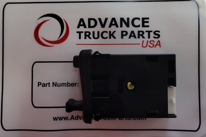 Advance Truck Parts USA Volvo wiper switch close-up view of the button layout and text graphics on an official card background