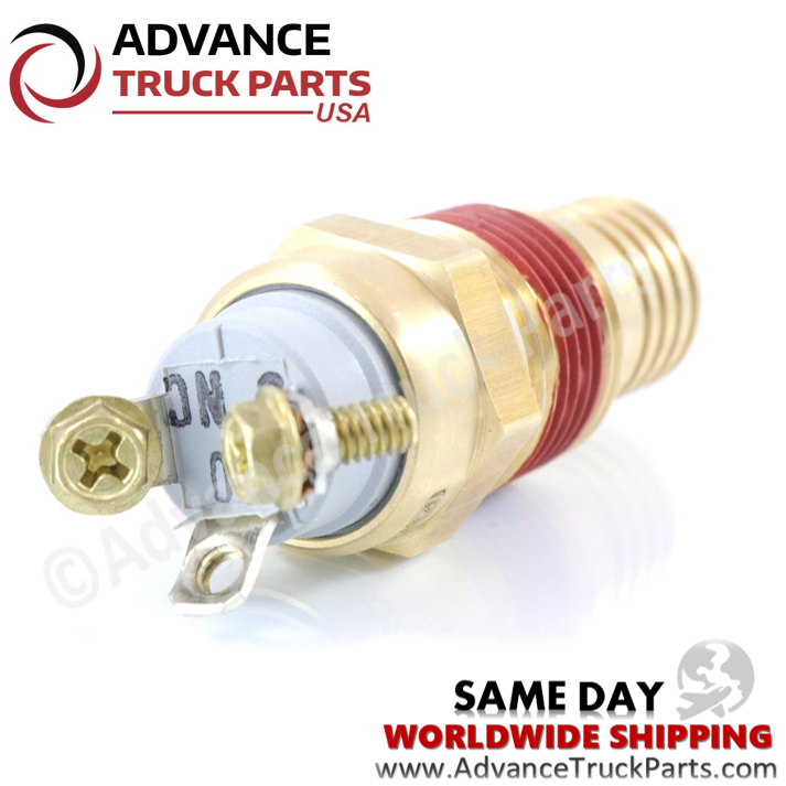 Advance Truck Parts USA branded studio close-up view highlighting the C, NO, and NC screw terminals of the 993607 temperature switch