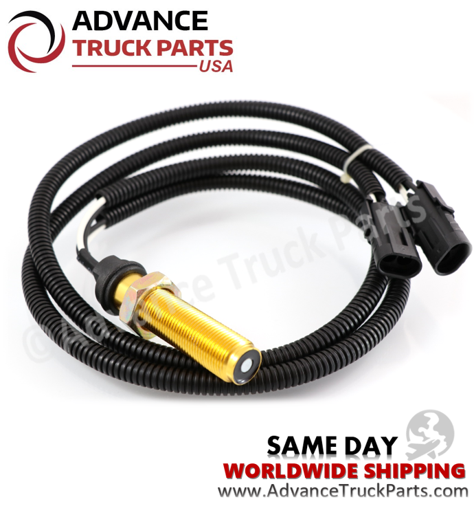 Advance Truck Parts USA branded studio view of the W052000 Paccar speed sensor assembly with coiled wiring harness