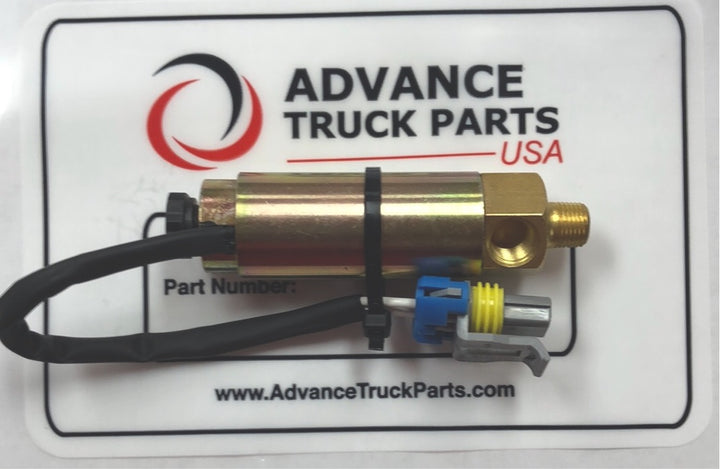 Advance Truck Parts USA W072014 lift axle air solenoid valve resting on branded packaging card