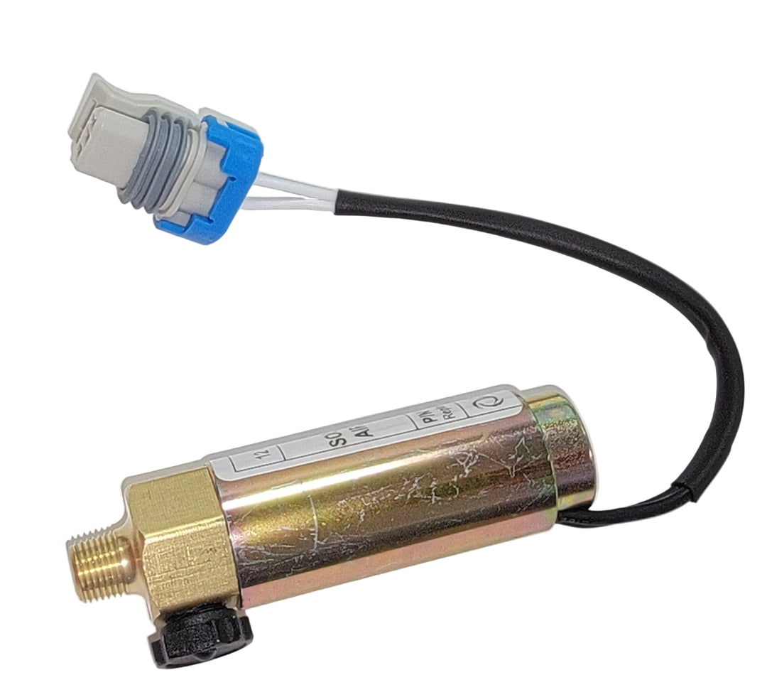 Advance Truck Parts USA W072017 12V air solenoid valve for lift axle with wiring harness and connector on a plain background
