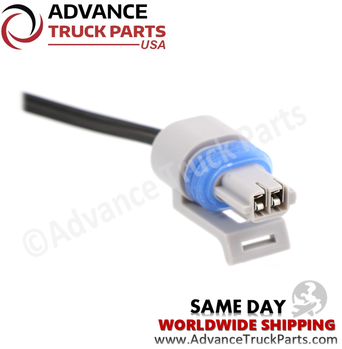 Advance Truck Parts USA branded studio close-up view of the W094106 2-pin pigtail connector terminal face