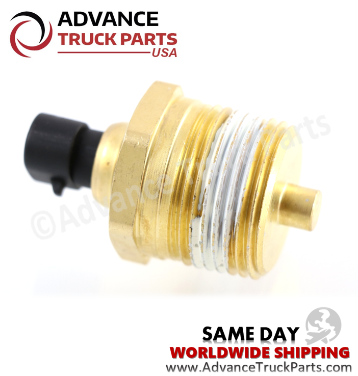 Advance Truck Parts USA water temperature sensor showcasing an angled studio perspective of the probe tip and threads