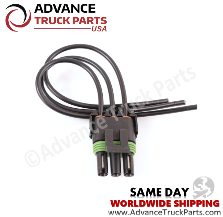 Advance Truck Parts USA three-quarter perspective displaying the locking latch clip, barrel seal O-ring, and bundled wire harness span